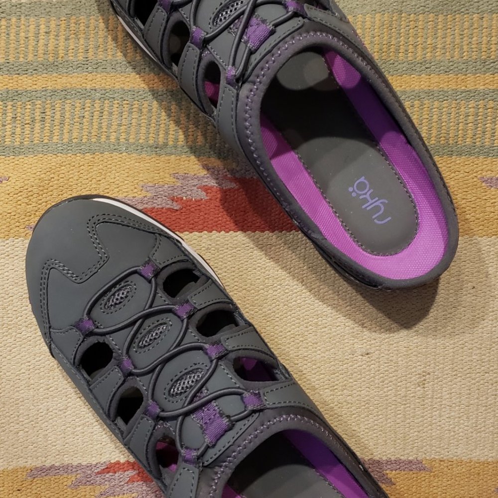 RYKA Tensile Women's Gray/Purple Leather Slip-On Mule 11M NIB - Picture 7 of 9